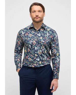 Eterna Langarmhemd COMFORT FIT NON IRON (bügelfrei) - Blau