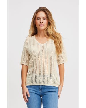 Pulz Strickpullover PZREESE Tshirt modisches Strickshirt für den Sommer - Weiß