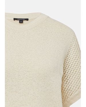 Comma, Kurzarmshirt Strickpullover - Natur