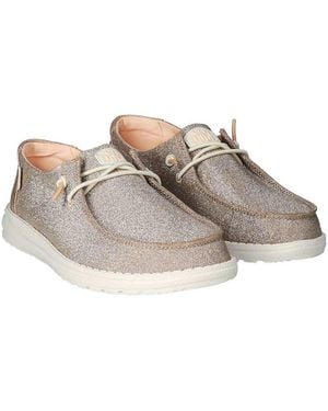 HEYDUDE Wendy Metallic Sparkle Slip-On Sneaker Mit Ziernähten - Schwarz