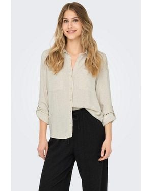 ONLY Langarmbluse Asmin-Siesta Ls Linen Bl Shirt Pnt - Weiß