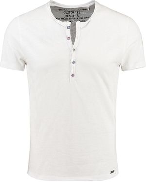 Key Largo Henleyshirt Lemonade vintage Look uni Basic MT00122 mit Knopfleiste unifarben kurzarm slim fit - Weiß