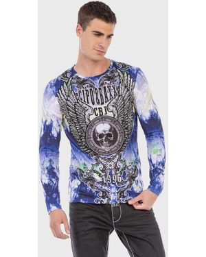 Cipo & Baxx T-Shirt Sweatshirts mit coolem Print - Blau