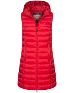 GEOGRAPHICAL NORWAY Steppweste Stepp weste Kapuze Übergangs Herbst Frühling Windbreaker Lang - Rot