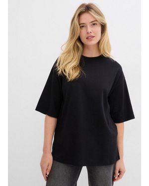 bonprix Longshirt Oversized Schnitt, Halbarm, Für Frühling Und Sommer - Schwarz