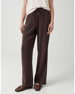Opus Stoffhose Marou French Wide Leg Pants Aus Cotton Modal Twill Schräge Eingrifftaschen - Braun