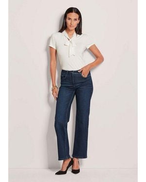 Madeleine Gerade Jeans Schmale Jeans Im Five-Pocket-Style Basichose Mit Formbund, Gürtelschlaufen Und Knöchellang - Blau