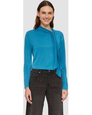 S.oliver Langarmshirt Elastisches Longsleeve aus Modalmix mit Knotendetail Knoten - Blau