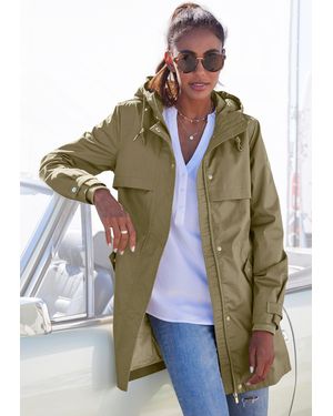 French Connection Outdoorjacke Saumschlitz mit Druckknöpfen auf der Rückseite - Grün