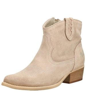 Felmini Stiefelette Veloursleder Cowboy Stiefelette - Natur