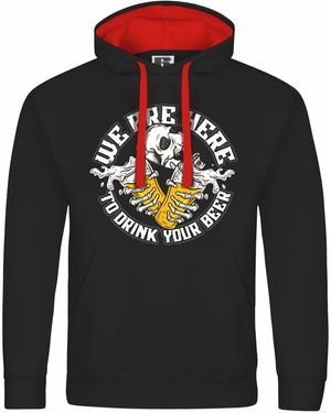 deinshirt Kapuzenpullover We are here to drink your Beer Mit Print Motiv, Grafik - Grau