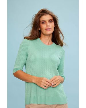 Ze-Ze Nordic ZE Nordic Kurzarmpullover Pullover Norma mint - Grün