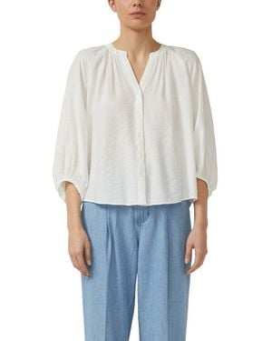 S.oliver Schlupfbluse 3/4-Arm-Sommerbluse Mit Viskose - Weiß