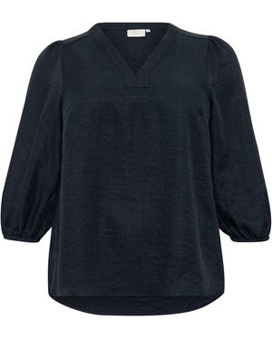 Kaffe Langarmbluse Langarm-Bluse KCellinor Große Größen - Blau