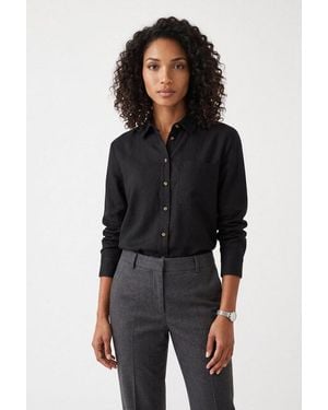Freequent Hemdbluse Fqlava-Sh-Simple Aus Leinenmix, Mit Brusttasche - Schwarz