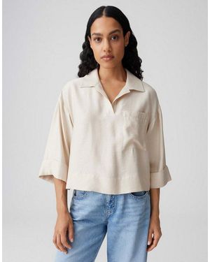 Opus Hemdbluse Felmara Mit Dezenter Twillstruktur Aufschlag Am Ärmel, Aufgesetzte Brusttasche, Dezenter Schimmer - Weiß