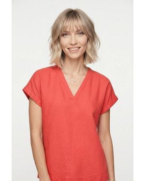 Soya Concept Kurzarmbluse Sc-Ina 51 Viskosemischung Mit Leinen - Rot