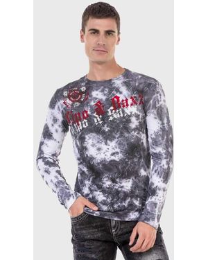 Cipo & Baxx T-Shirt Sweatshirts mit Allover-Muster und Logoprint - Grau