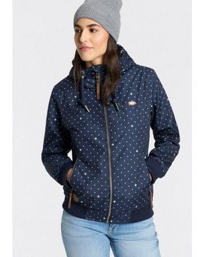 Ragwear Outdoorjacke Nuggie Dots O Aus Polyester, Hüftlange Passform, Hochschließender Kragen - Blau