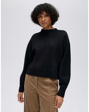 Opus Strickpullover Punus Aus Weichem Strick Verkürzte Silhouette Mit Ballonärmeln Und Seitenschlitzen - Blau