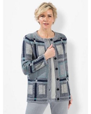 WITT Strickjacke Strickjacke Langarm Jacquard - Blau