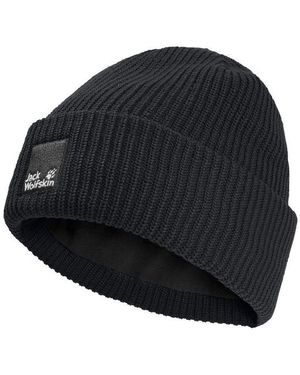 Jack Wolfskin Beanie Pergamon Beanie Strickmütze, Winddicht, Warm - Schwarz