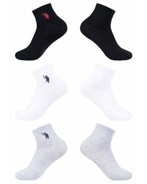 U.S. POLO ASSN. Socken Usoowen Quarter Socken 6Er Pack – Baumwollsocken Halbhoch Bequeme Socken Mit Elastischem Bund Und Logo - Grau