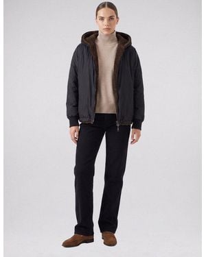 NO.1 Como Bomberjacke Arno Mit Teddyfell - Schwarz