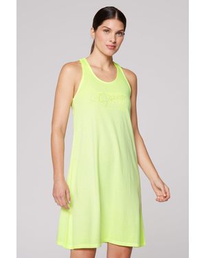 SOCCX Trägerkleid mit Glitzerstein-Wording - Grün