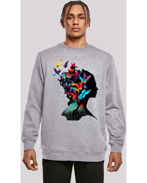 F4NT4STIC Hoodie Schmetterling Silhouette CREW Print - Grau