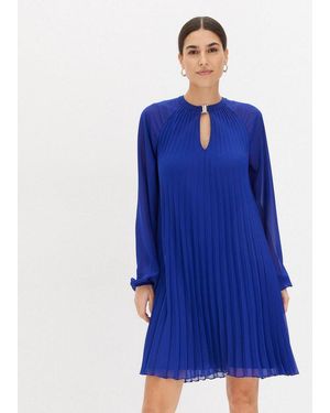 bonprix Minikleid Für Damen, Aus Chiffon, Mit Plissee, Mit Ballonärmeln - Blau