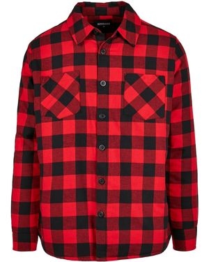 Urban Classics Langarmhemd Padded Check Flannel Shirt (1-tlg) - Rot