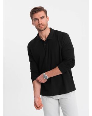 Ombre Longsleeve mit Polokragen - Schwarz