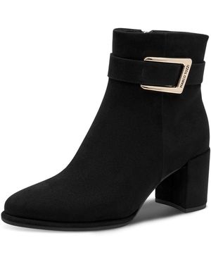 Marco Tozzi Stiefelette Blockabsatz, Ankle Boots Mit Edler Zierschnalle - Schwarz