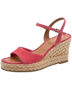 Tamaris Antislide, Touch-It Aus Leder Keilabsatz Plateausandaletten Antislide - Pink