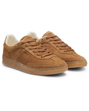 BOSS Brenta_Tenn Sneaker Schnürschuh, Halbschuh, Freizeitschuh Mit Honigfarbener Laufsohle - Braun
