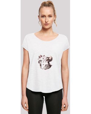 F4NT4STIC Shirt Niedliches Goth Skelett Herz Seifenblasen Premium Qualität - Weiß