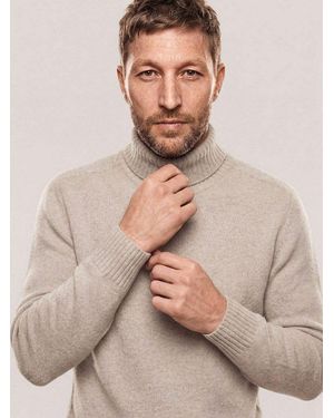 Walbusch Rollkragenpullover Herren Rollkragenpullover Aus Lammwolle, Wärmend - Natur