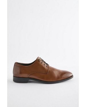 Next Unifarbene Derby-Schuhe Aus Leder Schnürschuh - Braun