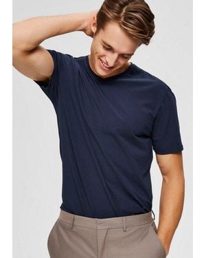 SELECTED V-Shirt Slhnewpima Ss V-Neck Tee B Noos - Blau