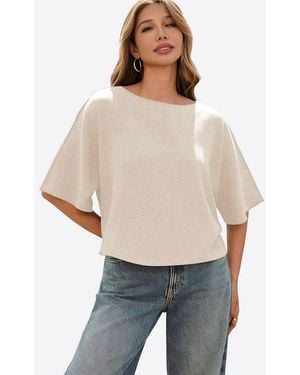 Imily Bela Kurzarmpullover Damen T-Shirt Locker Geschnitten (Packung, 1-Tlg. 1Per-Pack) - Grau