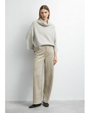 Comma, Chinos Hose Fake-Velours-Hose Mit Wide Leg - Weiß