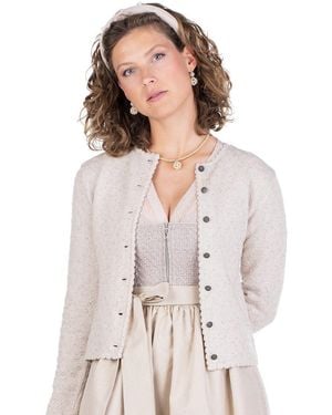 Marjo Trachtenjacke Trachten Strickjacke - Weiß