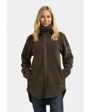 Didriksons Fleecejacke Damen Pile Teddy Umi Mit Taschen - Schwarz