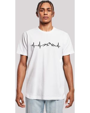 F4NT4STIC Shirt Herzschlag Berge Wandern Premium Qualität - Weiß
