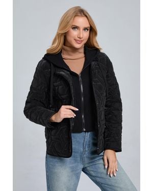 FUNK SINCE 1776 Steppjacke moderne Kurzjacke dekorativem Muster - Schwarz