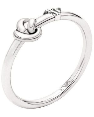 Emporio Armani Fingerring Schmuck Geschenk Silber 925 Knoten-Optik - Schwarz