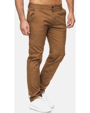 Egomaxx Chinohose Stretch Basic Denim Design Fredy & Roy (1-tlg) CLIFF - Braun