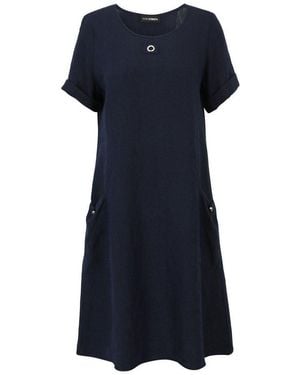 Doris Streich A-Linien-Kleid (1-Tlg) Aus Leinen Mit Halbarm - Blau