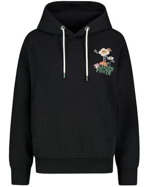 Sublevel Hoodie Gemütlicher Mit Kapuze Und Printmotiv Für Damen (1-Tlg) Baumwolle Normal Fit Kapuze Langarm Spruch Atmungsaktiv - Schwarz